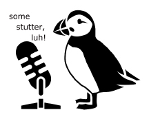 Some Stutter, Luh logo, bird and microphone